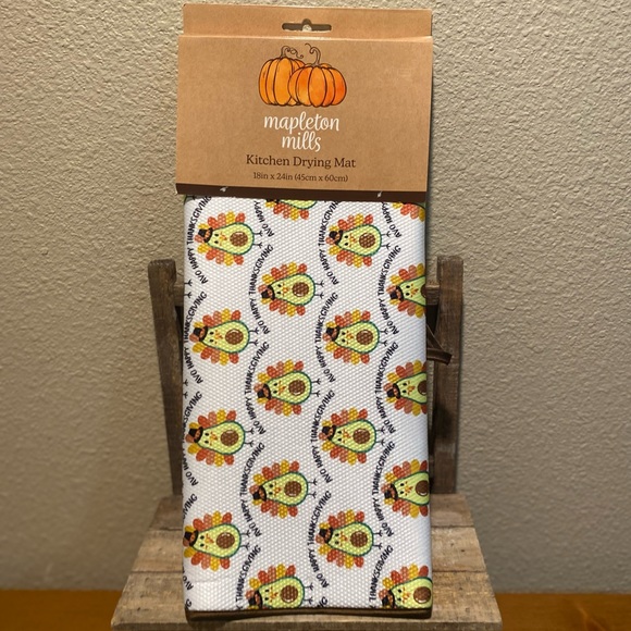 Avocado Turkey Dish Drying Mat, Thanksgiving Dish Drying Mat, Dish Drying Mat - Picture 1 of 11